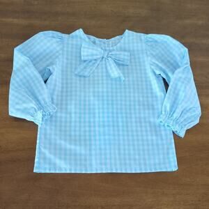 The Beaufort Bonnet Company Beatrice Bow Blouse Buckhead Blue Gingham size5 EUC
